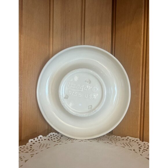Vintage Haeger 5136 White Ceramic Rolled Edge Bowl Console Ceramic Dish - Picture 4 of 4